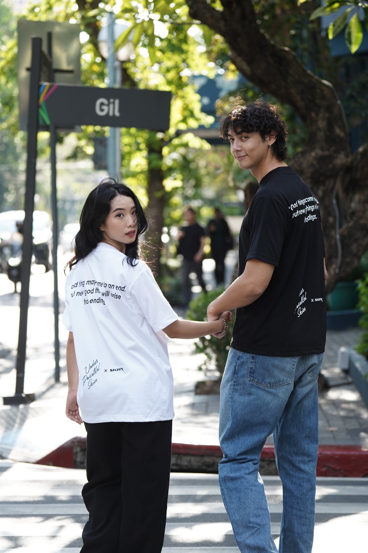 Under Parallel Skies White Logo Tee